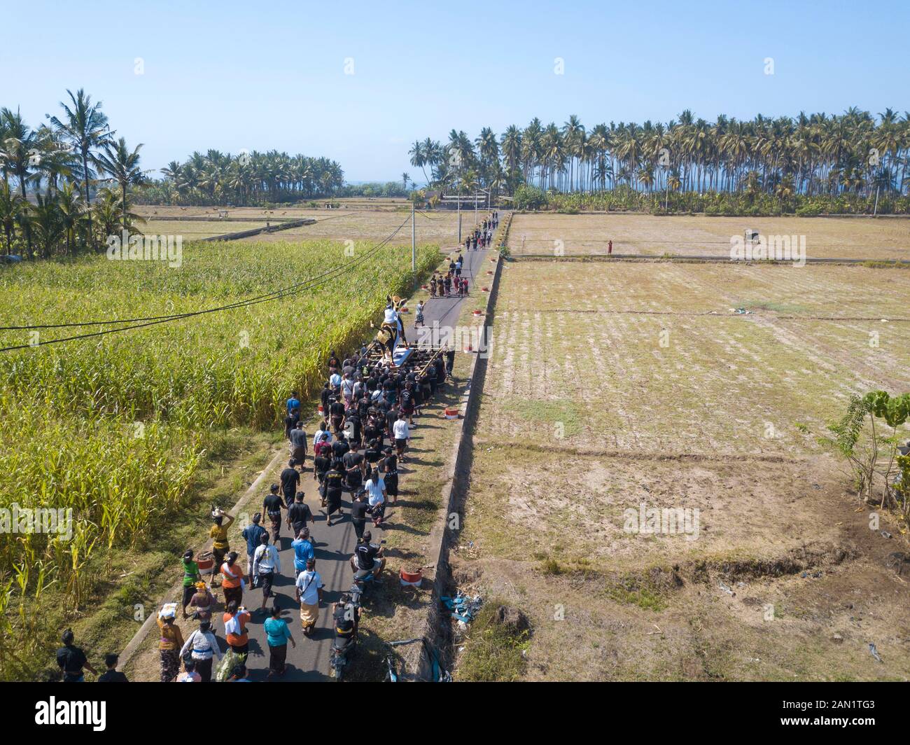 Luftaufnahme der balinesischen Beerdigung Stockfoto