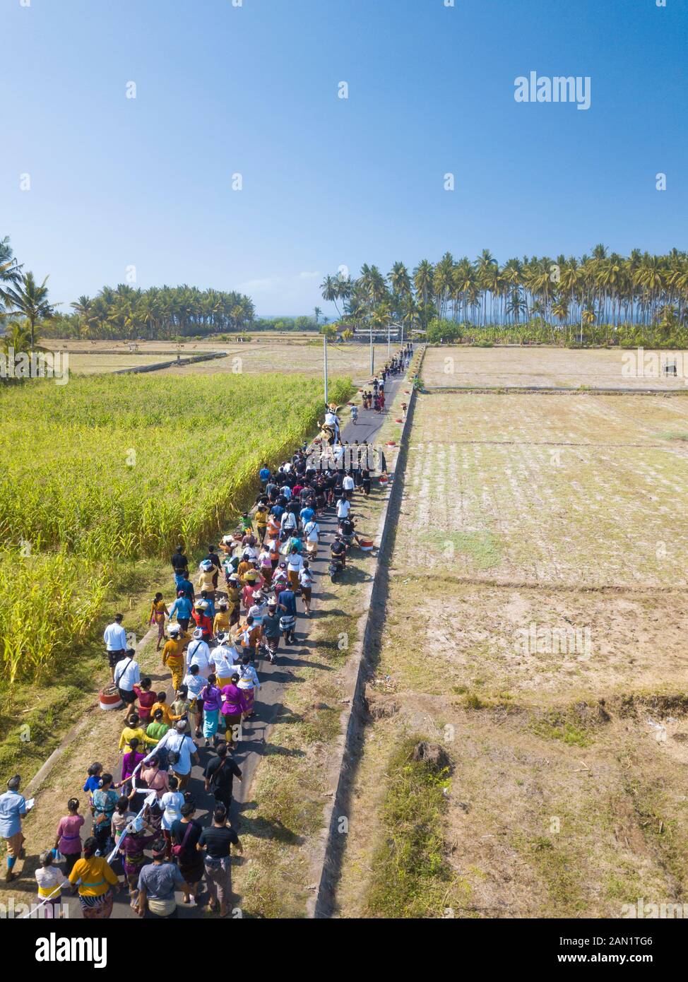 Luftaufnahme der balinesischen Beerdigung Stockfoto
