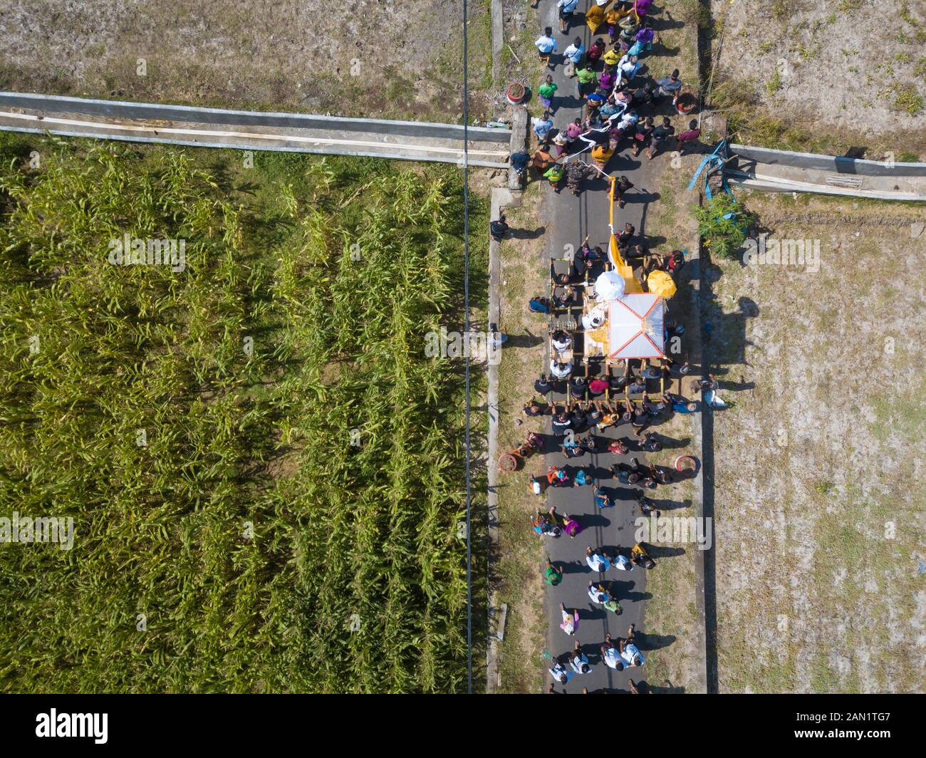 Luftaufnahme der balinesischen Beerdigung Stockfoto