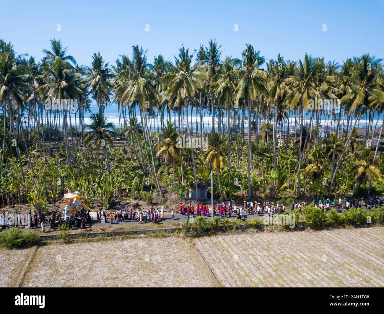 Luftaufnahme der balinesischen Beerdigung Stockfoto