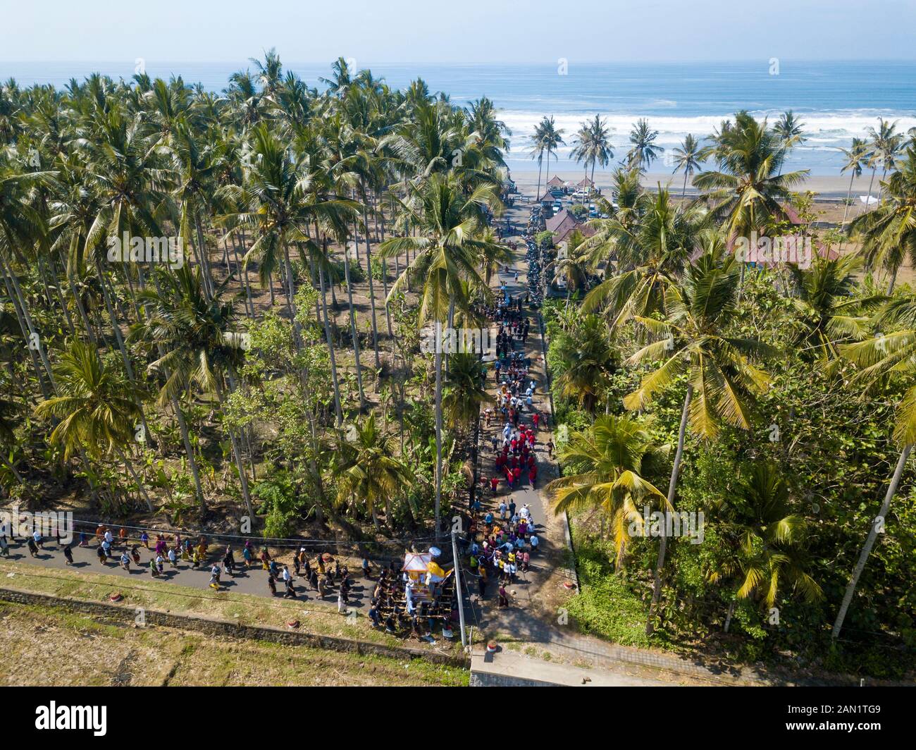 Luftaufnahme der balinesischen Beerdigung Stockfoto