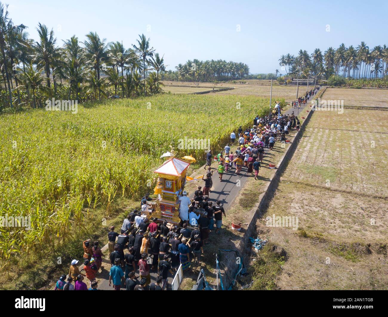 Luftaufnahme der balinesischen Beerdigung Stockfoto