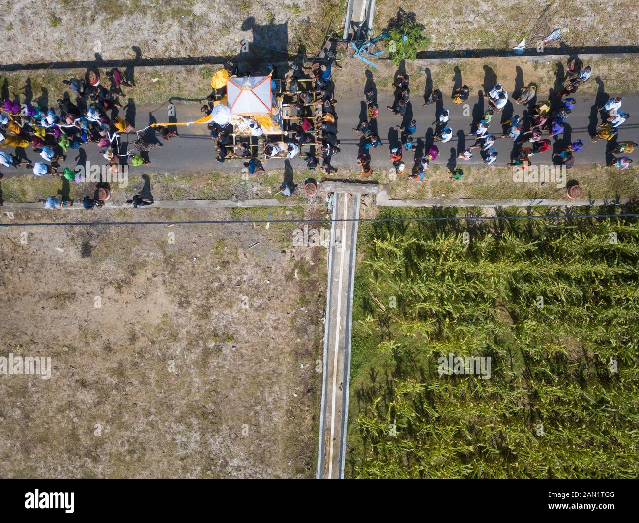 Luftaufnahme der balinesischen Beerdigung Stockfoto
