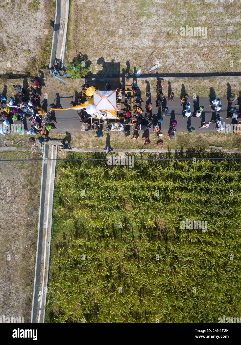 Luftaufnahme der balinesischen Beerdigung Stockfoto