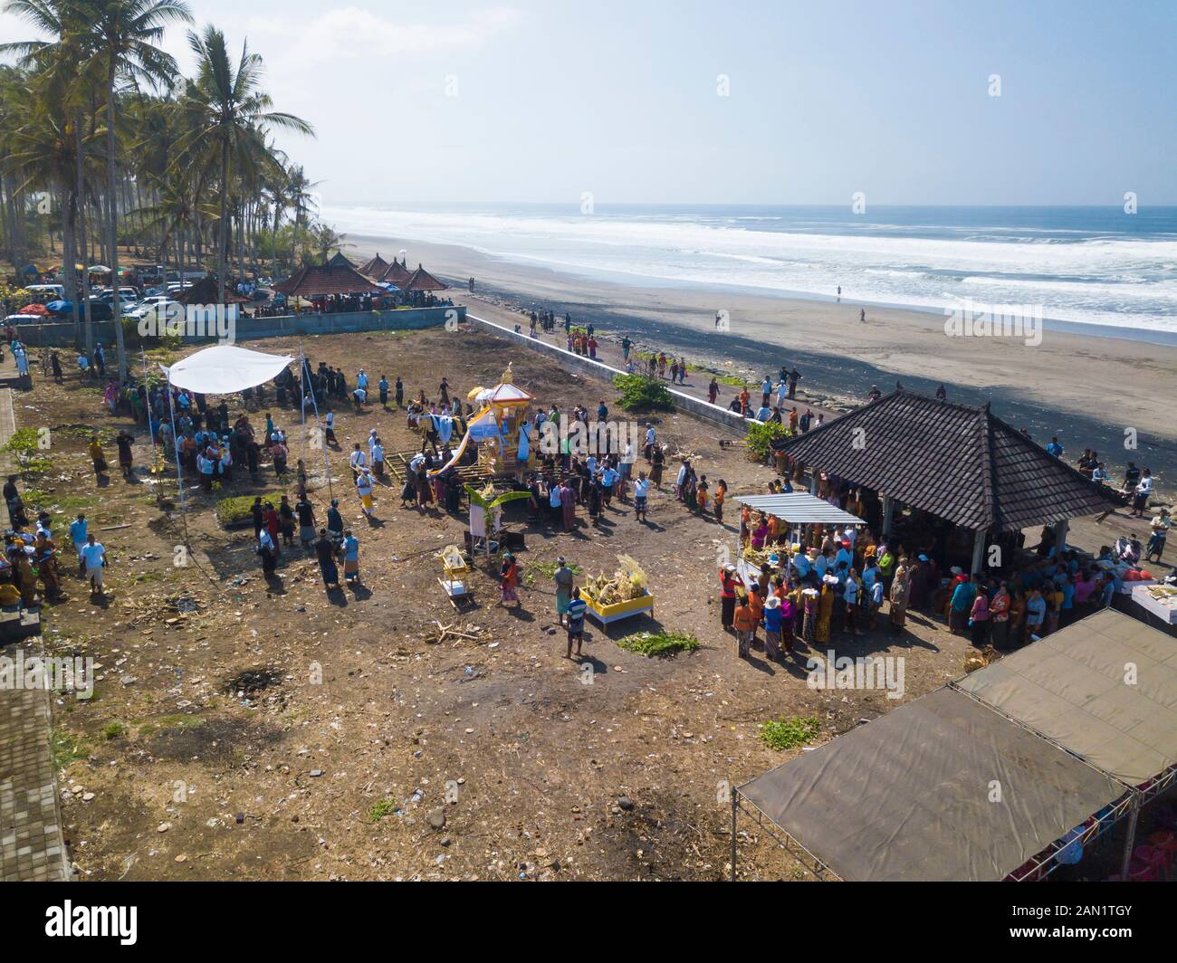 Luftaufnahme der balinesischen Beerdigung Stockfoto