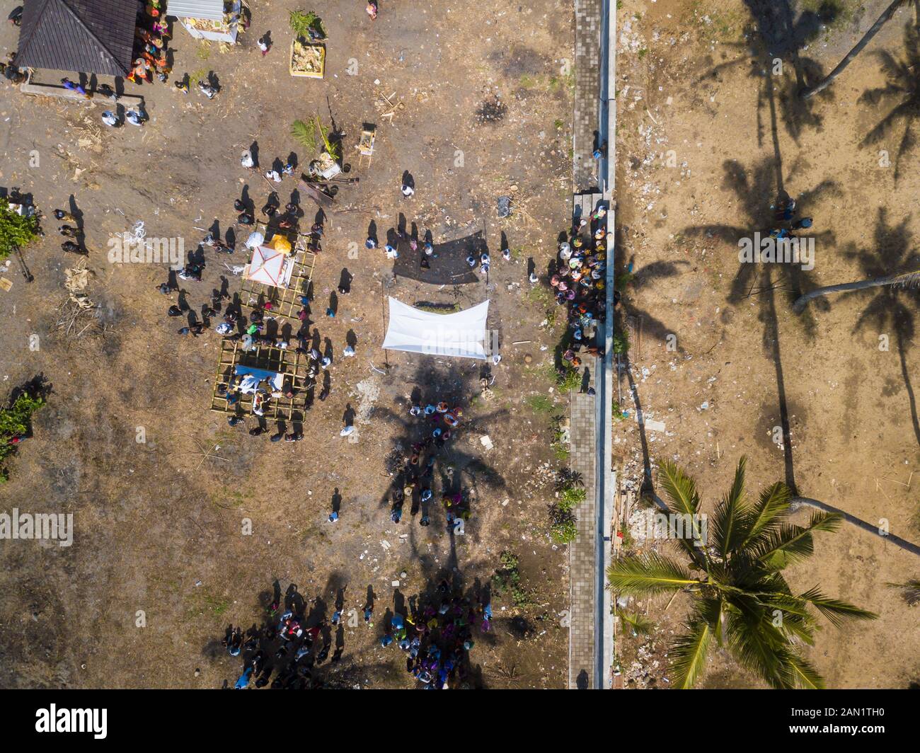 Luftaufnahme der balinesischen Beerdigung Stockfoto