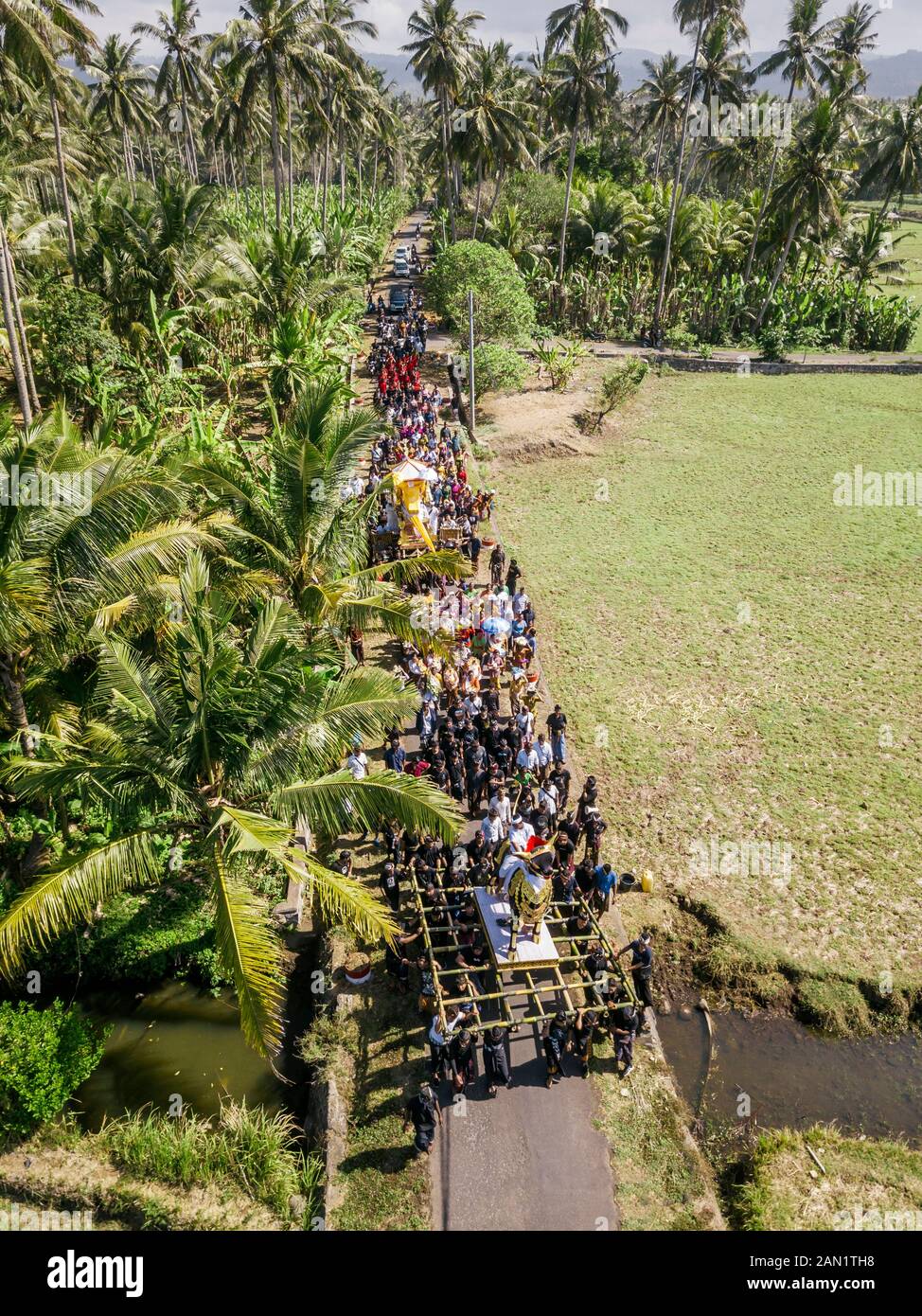 Luftaufnahme der balinesischen Beerdigung Stockfoto