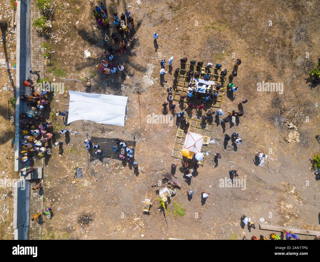 Luftaufnahme der balinesischen Beerdigung Stockfoto