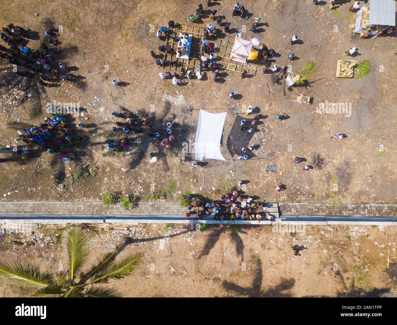 Luftaufnahme der balinesischen Beerdigung Stockfoto