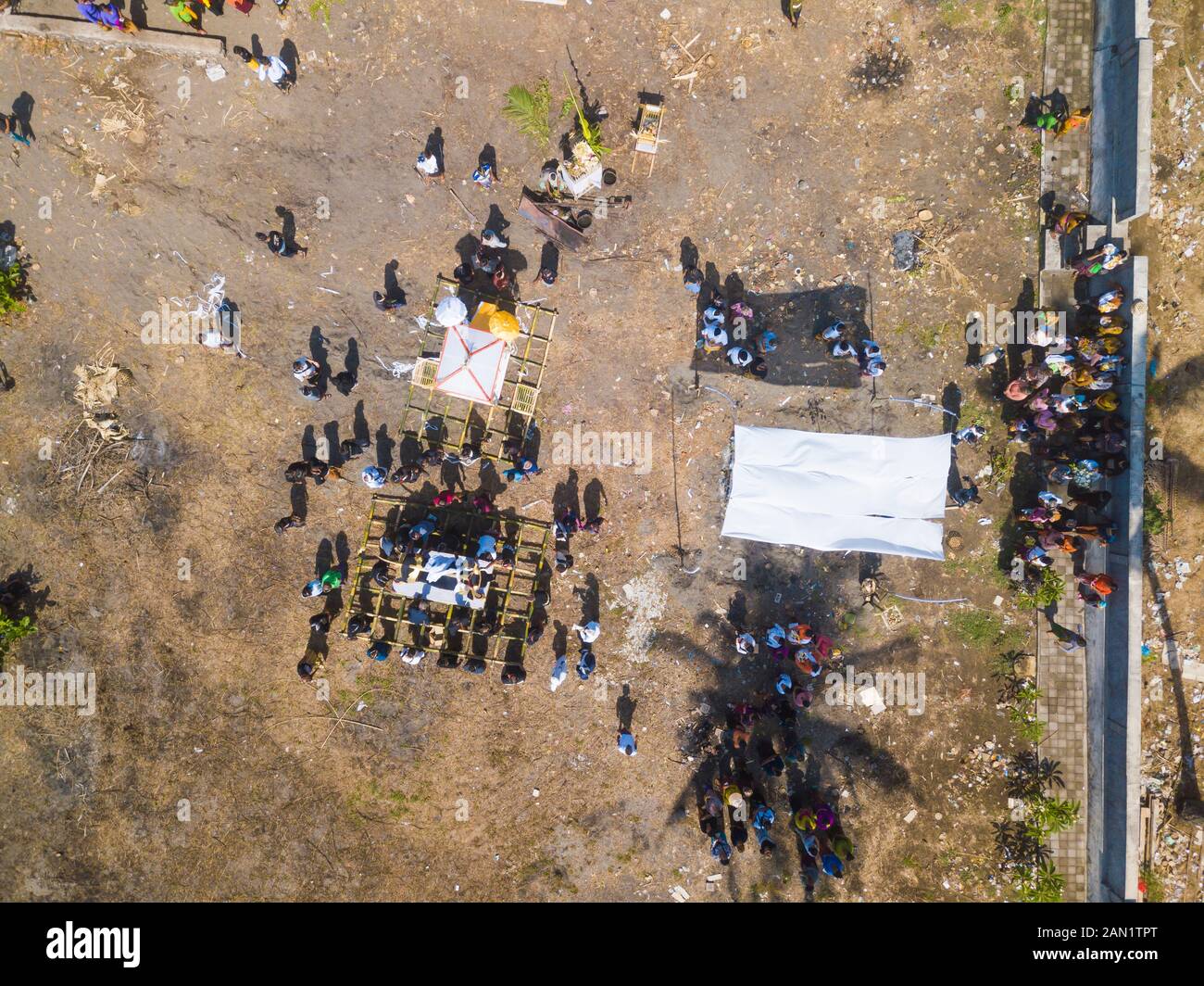 Luftaufnahme der balinesischen Beerdigung Stockfoto