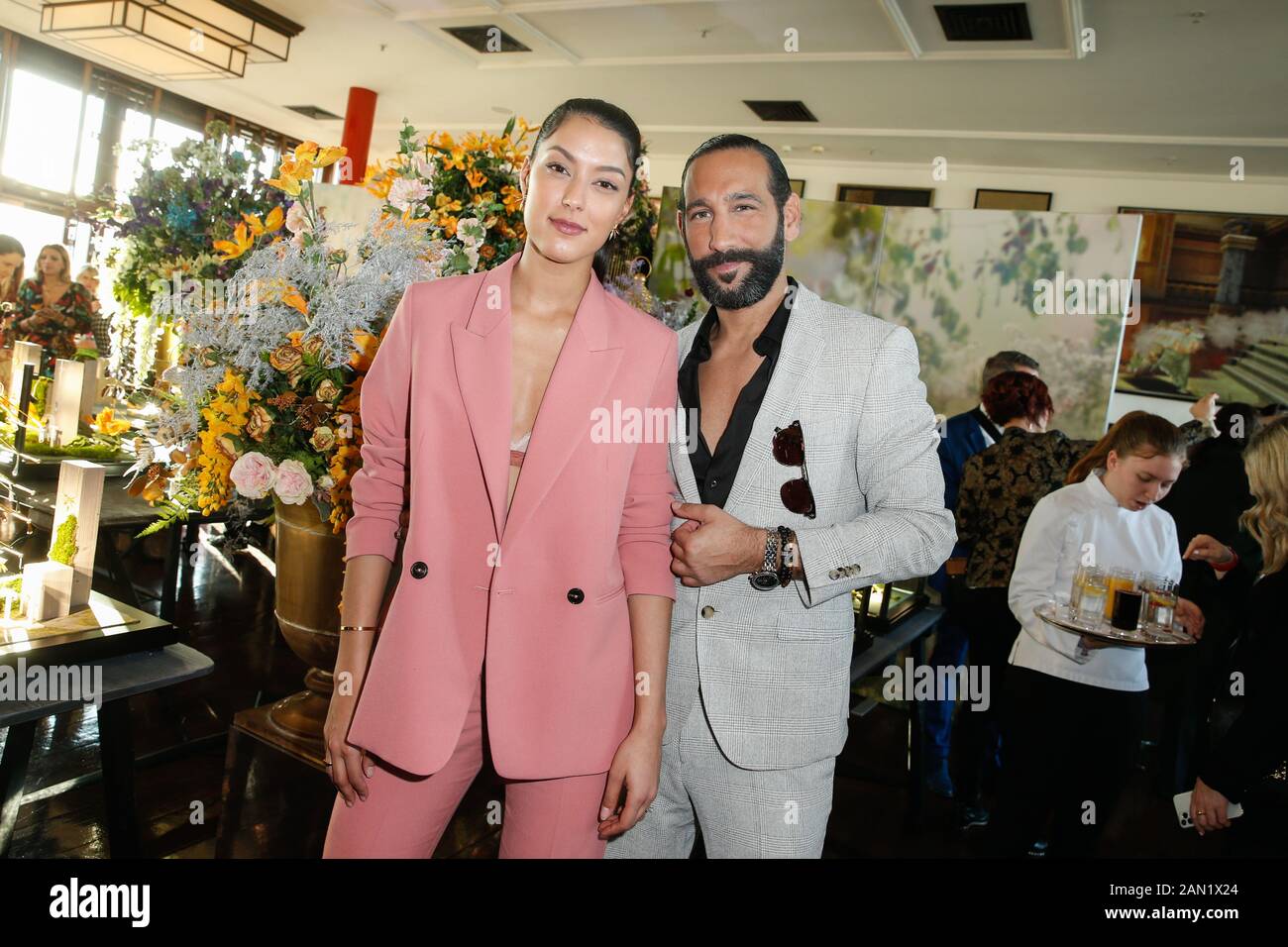 Berlin, Deutschland. Januar 2020. Rebecca mir und ihr Mann Massimo Sinato kommen beim Presse-Cocktail von Thomas Sabo im China Club Credit: Gerald Matzka / dpa-Zentralbild / ZB / dpa / Alamy Live News Stockfoto