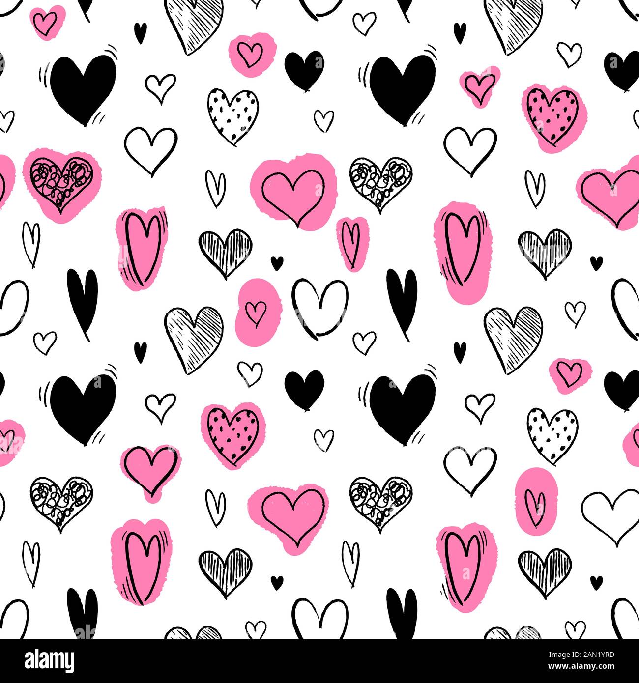 Textur Für Valentinstag. Herzhintergrund - nahtlose Struktur in Herzform. Liebesvektor. Stock Vektor