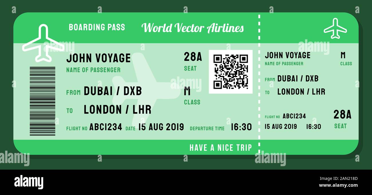 Vektor Bordkarte. Moderne Airline Ticket für einen Flug Stock-Vektorgrafik  - Alamy