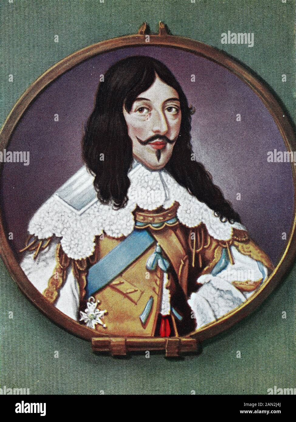 Ludwig XIII., 27. September 1601 - 14. Mai 1643, war ein Monarch des Hauses Bourbon, der von 1610 bis 1643 als König von Frankreich regierte und von 1610 bis 1620 König von Navarra als Ludwig II., als die Krone Navarras mit der französischen Krone verschmolzen wurde. / Ludwig XIII., 27. September 1601 - 14. Mai 1643, war ein Monarch des Hauses Bourbon, der von 1610 bis 1643 als König von Frankreich und von 1610 bis 1620 als König von Navarra als Ludwig II Registrator, als die Krone von Navarra mit der französischen Krone, historisch, digital verbesserte Wiedergabe eines Originals aus dem 19. Jahrhundert/Digi Stockfoto