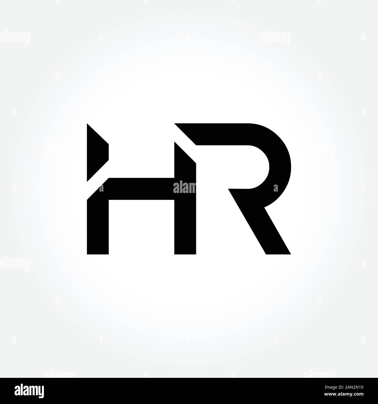 Mit dem HR-Logo verknüpfte Vektorvorlage Mit Schwarz. Erste Darstellung des HF-Vektors Stock Vektor