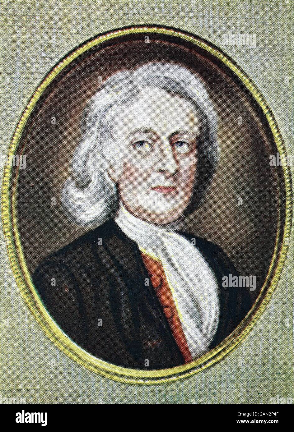Sir Isaac Newton, 25. Dezember 1642 - 20. März 1726/27, war ein englischer Mathematikhistoriker, Astronom, Theologe, Autor und Physiker, der in seinem eigenen Tag als Naturphilologe beschrieben wurde, der weithin als einer der einflussreichsten Wissenschaftler aller Zeiten anerkannt ist. Und eine Schlüsselfigur in der wissenschaftlichen Revolution, / Sir Isaac Newton, 25. Dezember 1642 - 20. März 1726/27, war ein englischer Mathematiker, Astronom, Theologe, Autor und Physiker, der zu einer Zeit als Naturphilosophie bezeichnet wurde und allgemeine als einer der einblussreichsten Wissenstler überhaupt vergoldete Zeit und ein Schlüsselselbst Stockfoto