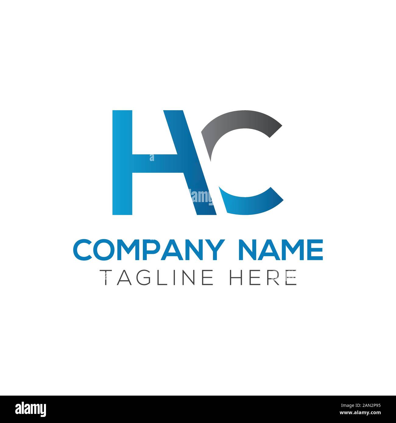 Letter HC Logo Design Verknüpfte Vektorvorlage Mit Blau Und Schwarz. Erste Abbildung des HC-Vektors Stock Vektor