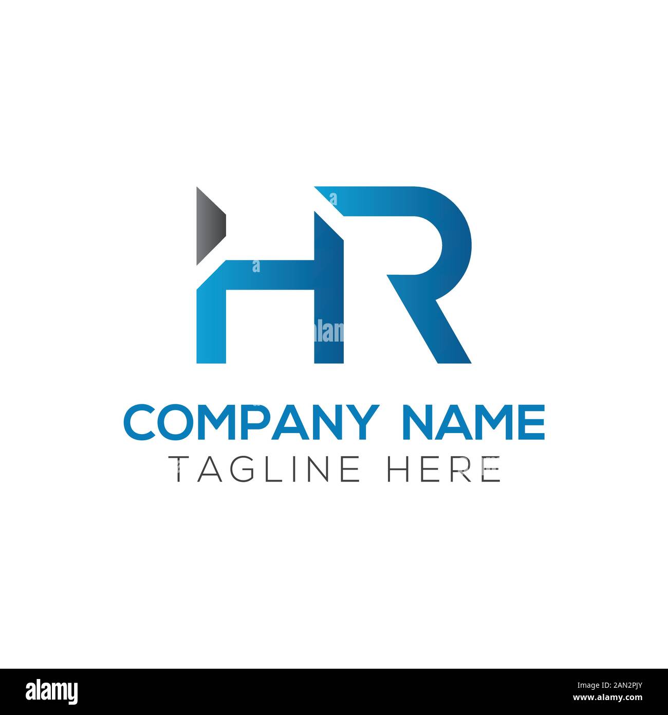 Mit dem HR-Logo verknüpfte Vektorvorlage Mit Blau Und Schwarz. Erste Darstellung des HF-Vektors Stock Vektor