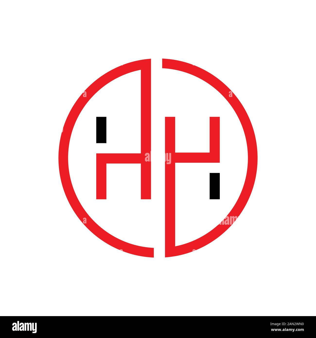 Letter HH Logo Design Verknüpfte Vektorvorlage Mit Rot Und Schwarz. Erste HH Vektor-Abbildung Stock Vektor