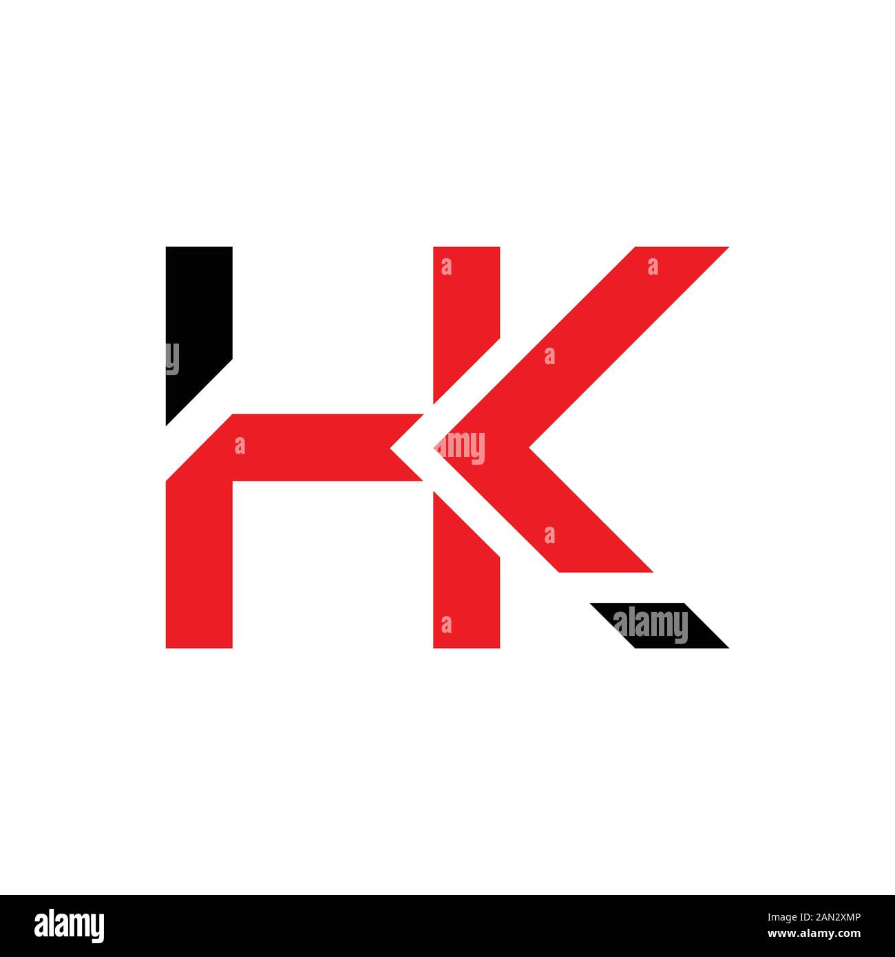 Brief HK Logo Design Verknüpfte Vektorvorlage Mit Rot Und Schwarz. Erste HK-Vektor-Abbildung Stock Vektor