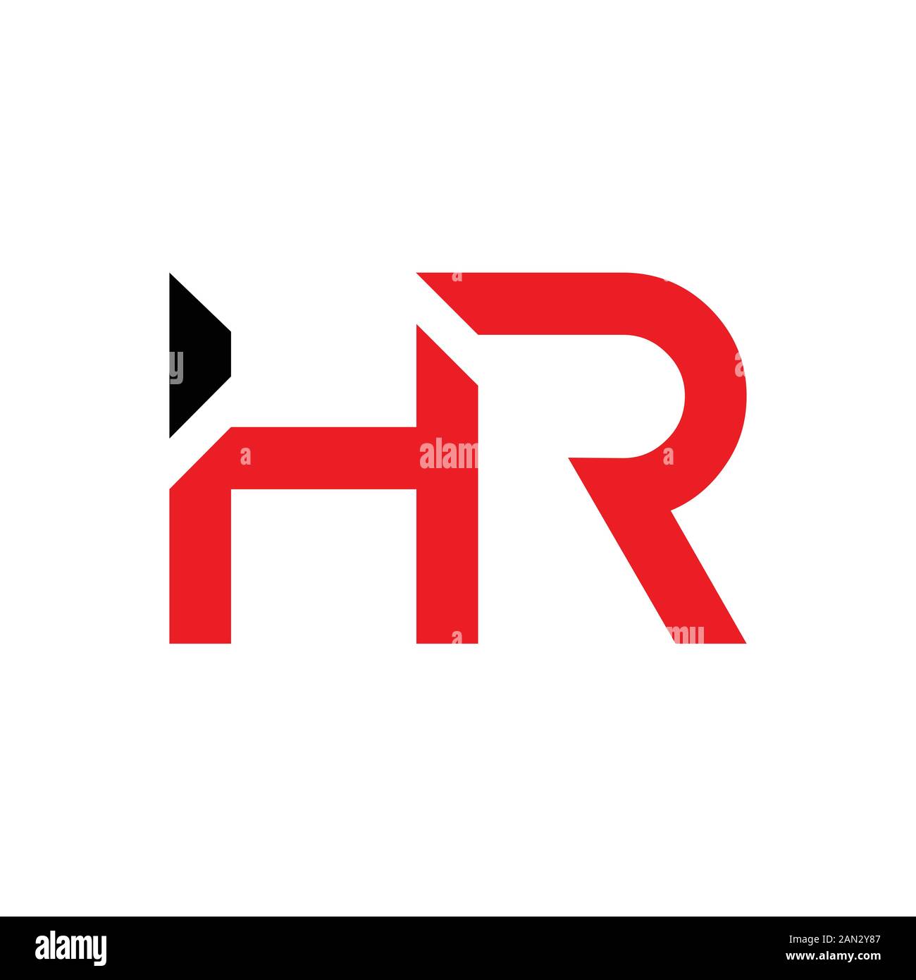 Mit dem HR-Logo verknüpfte Vektorvorlage Mit Rot Und Schwarz. Erste Darstellung des HF-Vektors Stock Vektor