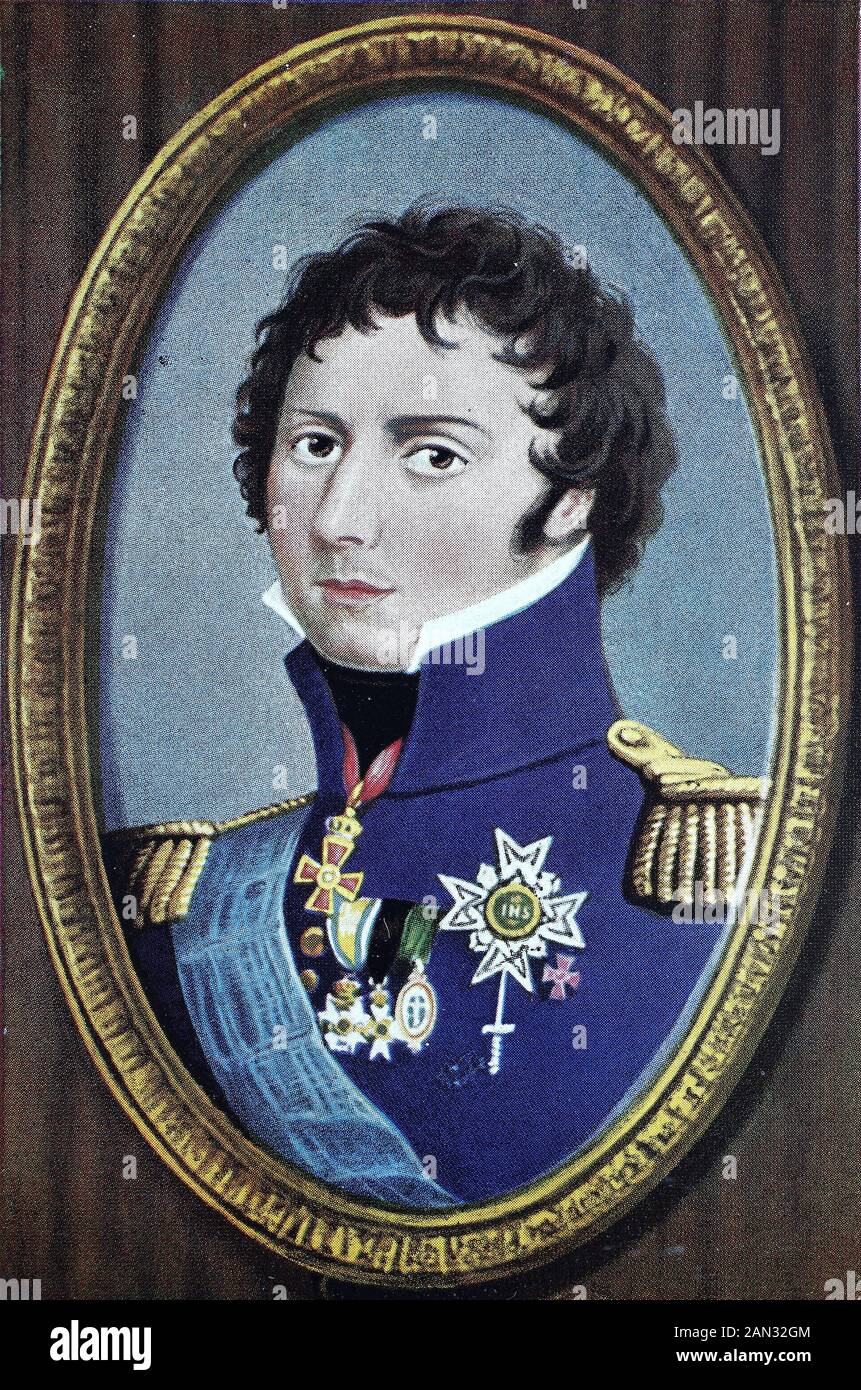 Karl IV. Und III. Johannes oder Carl Johannes, Karl Johan, 26. Januar 173 - 8. März 1844, war König von Schweden, als Karl IV. Johannes, und König von Norwegen, als Karl III. Johannes, von 186 bis zu seinem Tod, Und war von 1810 bis 186 de facto Regent und Staatsoberhaupt / Karl IV Und III. Johannes oder Karl Johannes, Karl Johan, 26. Januar 1764 - 8. März 1844, war König von Schweden als Karl XVI Johannes und König von Norwegern Karl III Johannes von 182 bis zu einem Tod und Diente als de facto Regent und Staatsoberhaupt von 1810 bis 182, historisch, digital verbesserte Wiedergabe eines Originals Stockfoto