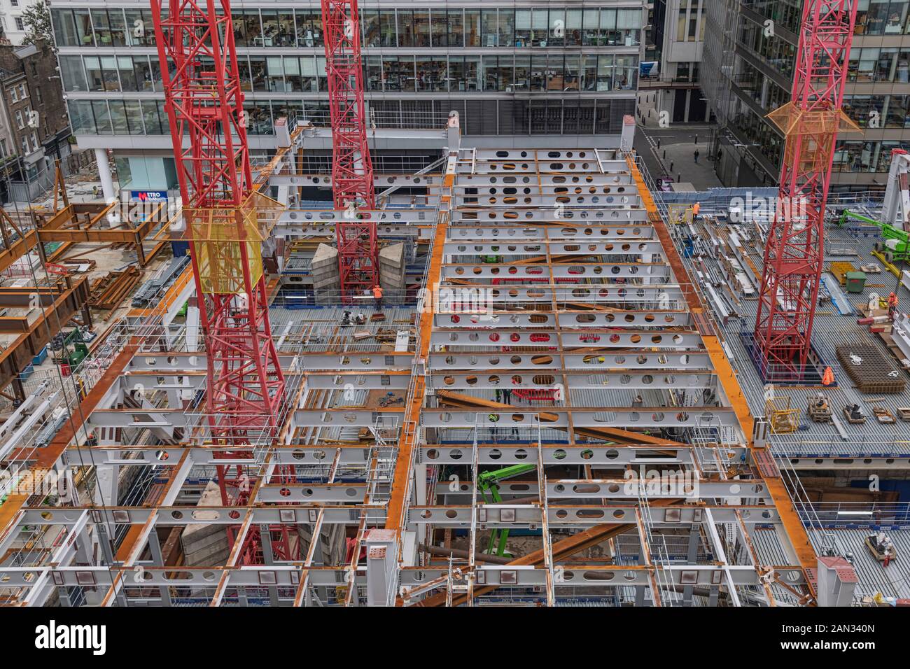 Stahlträger auf einer Baustelle in London Stockfoto