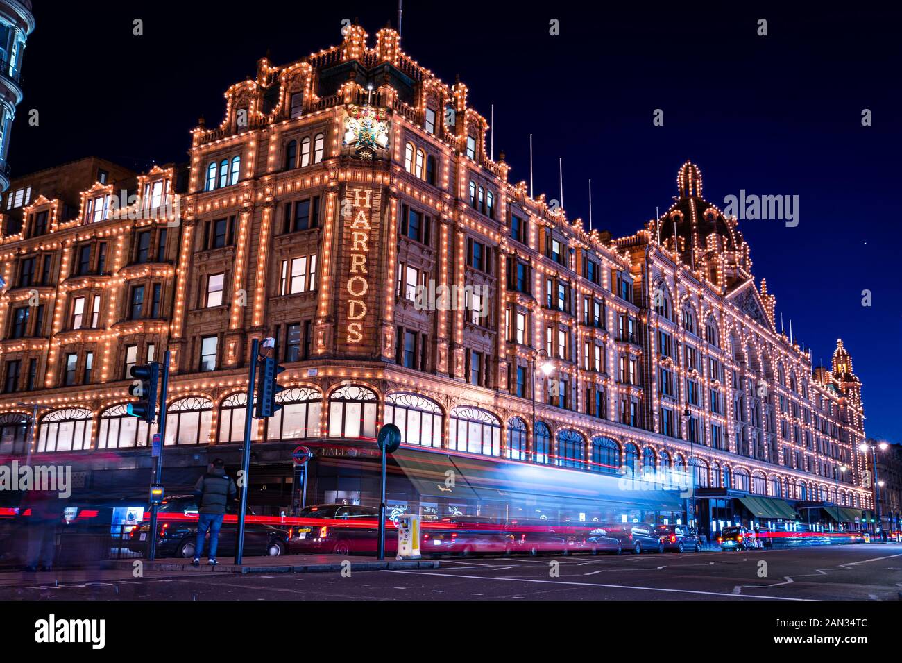 In der Nacht Harrods, London, UK Stockfoto