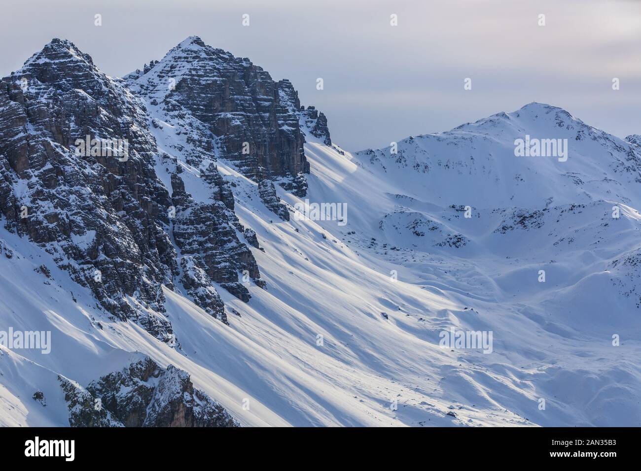 Winter Berglandschaft. Region Axamer Lizum, Österreich Stockfoto