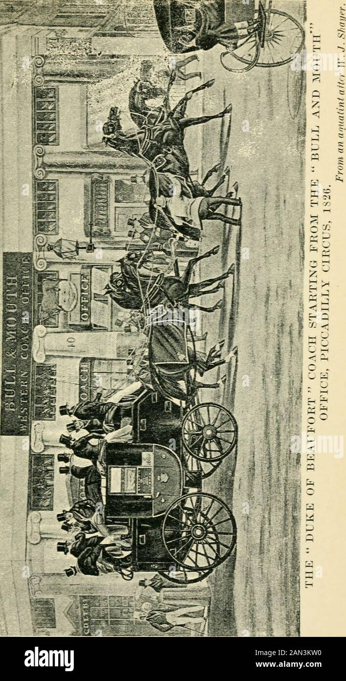 Die Brighton Road: Die klassische Autobahn im Süden. Namen DER TRAINER 33 Dieser Typ gab den Trainern leichterer Gebäude 1823 Platz/ 1826 fuhren siebzehn Reisebusse jeden Morgen, Nachmittag oder Abend nach Brighton fromLondon. Theyhad alle die am meisten klingenden Namen, berechnet, um den Geist entweder mit einem Gefühl der Schnelligkeit zu beeindrucken, oder um das Verständnis mit dem Visionssof der aristokratischen und gerichtlichen Erhabenheit zu fördern. Was die Zeiten anging, die sie individuell gemacht haben, und für die Gasthäuser, die von Thev angefangen wurden, gehen vou, die unersättlich von Trockenknochen der Tat mav sind, in die Bibliothek des BritischMuseums und FI Stockfoto