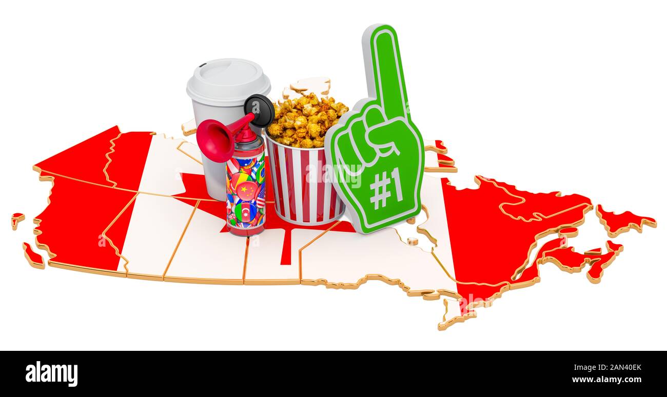 Sport Fans in Kanada Konzept, 3D-Rendering auf weißem Hintergrund Stockfoto