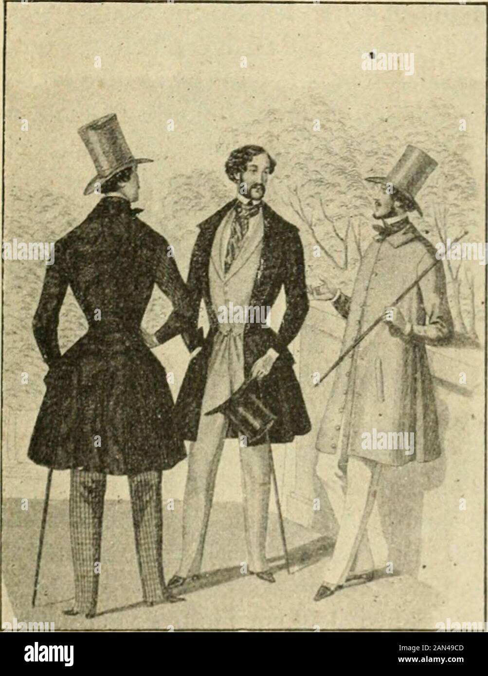 La Lecture . COSTLiME&gt;AniSIE (LS-23)Kedingole de Caslurin borde.; dun galonde soie. Pailalon de cuir.de laine. Gilet deCasimir. CUapeau tromblon. LACUALITE PAR LE PASSE 441 soie contraires à lordonnance, pour discuter sur le poil des coif-fures - cest ce qui arriva, alors, au sieur Prévost, chapelier dela Guénégaud, - plus de tribunaux pour condamner àlamende les Anglais ainsi coiffés - CEST ce qui arriva en 1797au John Bull dont, sans doute, on a voulu célébrer le couraseet le martire. Têtes et corps sont libres : il ny a plus de bastilles. Modes DE PARIS (ISI^) (Extrait du lclil C Stockfoto