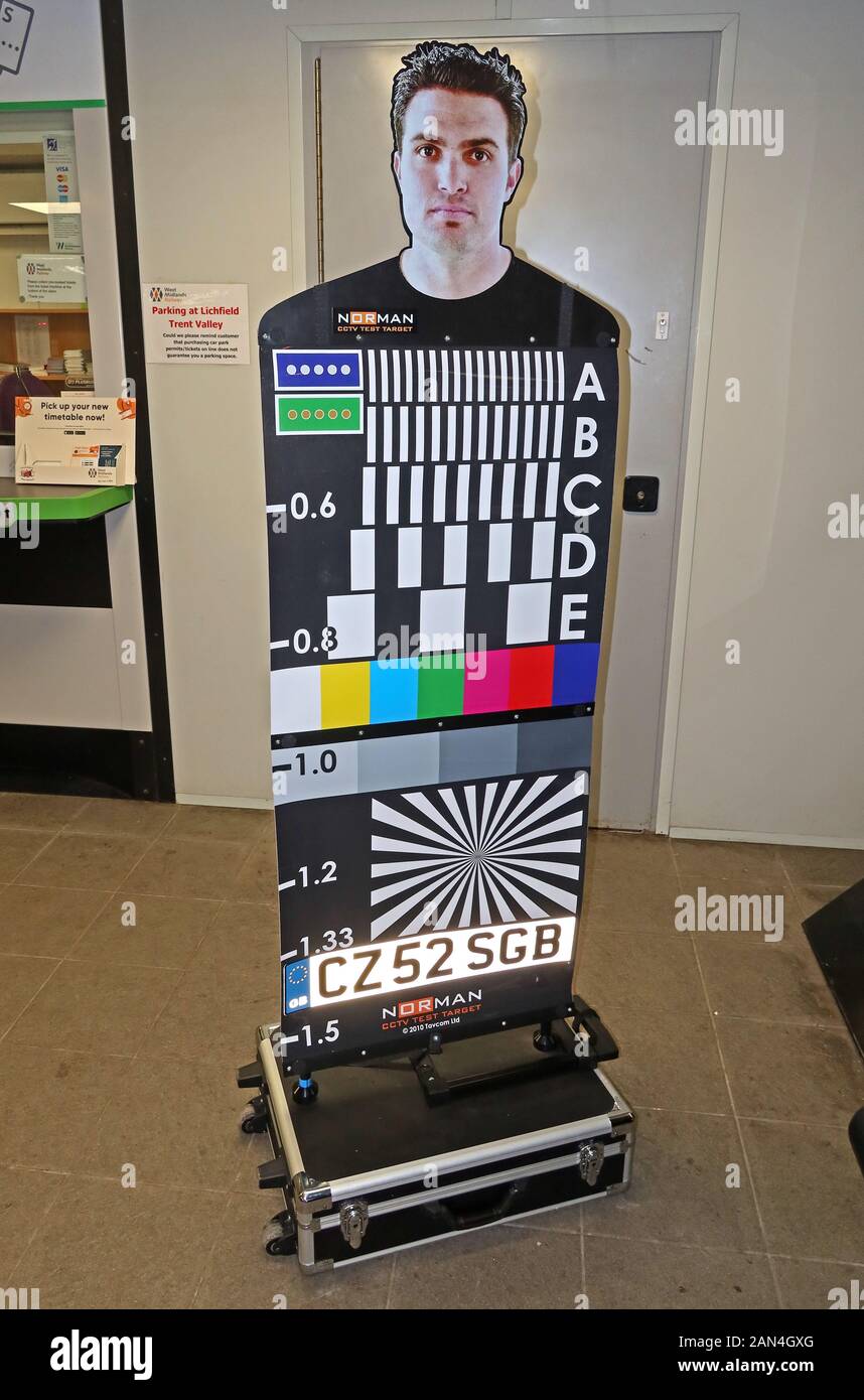 Norman CCTV-Testziel - National Operational Requirement Mannequin, verwendet für die Installation und Kalibrierung von CCTV Stockfoto