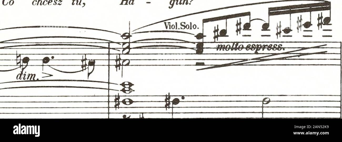 Hagith: Oper in einem Aufzug von Felix Dörmann: op 25. Ich nannt. zw?. Der junge König-. M? ody Król. ZuDo^i; ? P^- War willst du, Co chcesz tu, Ha-gith? ffa-gith? ¥ T SFC^ rf? D?w.g rfl/ZT # "Ich. S^£ g. ^-^ 5?? ¥^-o-^ Ich 60 ICH 5 1^^^^^^^^^^^^ P H te, ^m^- #dei-nem-Kö-nig Komm, kró-la za-Raz-id?. sotak sprachrzek? Derpo SSo-le, s?a-nie?, und ichra - czej Stockfoto