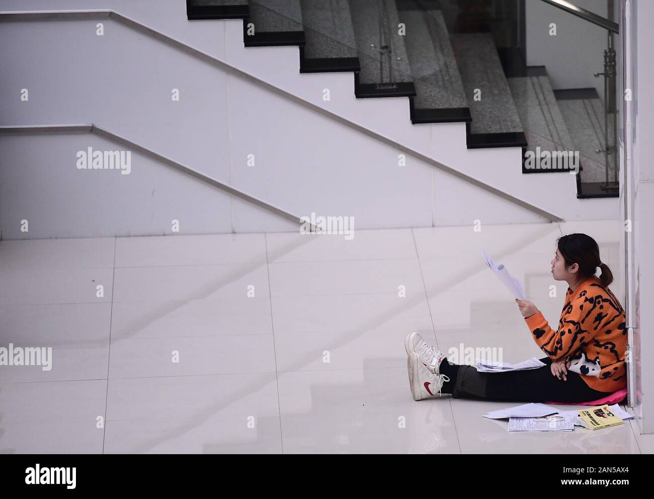 Bewerber Studium an der Bibliothek von Shenyang Agricultural University für die kommende Chinas postgraduale Admission Test, auch als Nationale Postg bekannt Stockfoto