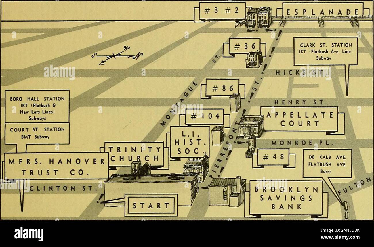 Entdecken sie New York mit Henry Hoffnung Reed, Jr. --: Eine Reihe von gut-zugeordneten Wanderungen, aus den Seiten des New York Herald Tribune. t nachgedruckt, Architekt der New York Stock Exchange. Es isan seltsame Mischung aus der klassischen und der Romanischen, mit einem malerischen Fassade in moldedbrick und Terra Cotta ausgeführt - wahrscheinlich eine der firstlocal Versuche in Verwendung Letzterer Material. Weiter auf der rechten Seite ist die Kirche von theSavior, andere von Lafevers, dating von 1844. Hier, Gothic Revival war sogar erweitert thecast - Eisen Zaun, welche Sportarten kronenmutter Beiträge andgates. An der Monroe Pla Stockfoto