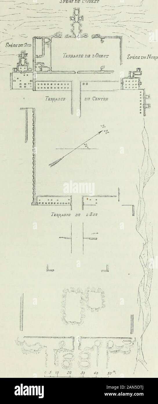Histoire de l'Art dans l'Antiquité: Égypte, Assyrie, Perse, Asie Mineure, Grece, Etrurie, Rom. ue Chaque spéos eût Sohn prêtre; Mais plusieurs deces Chapelles étaient situées Dans Les endroits presque Déserts, commele Lhotte de Spéos Artemidos, ou temporairement lescarrières habités, Comme de Silsilis; La plupart dentre Elles se trouvaient dans uneprovince éloignée, qui avait été et qui pouvait être reperdue parlEgypte; il était donc difficile que ces Chapelles ou même que destemples comme ceux de Gherf^ Hussein et dTpsamboul fussent, sur-veillés et aussi et régulièrement desservis par un Aussi Stockfoto