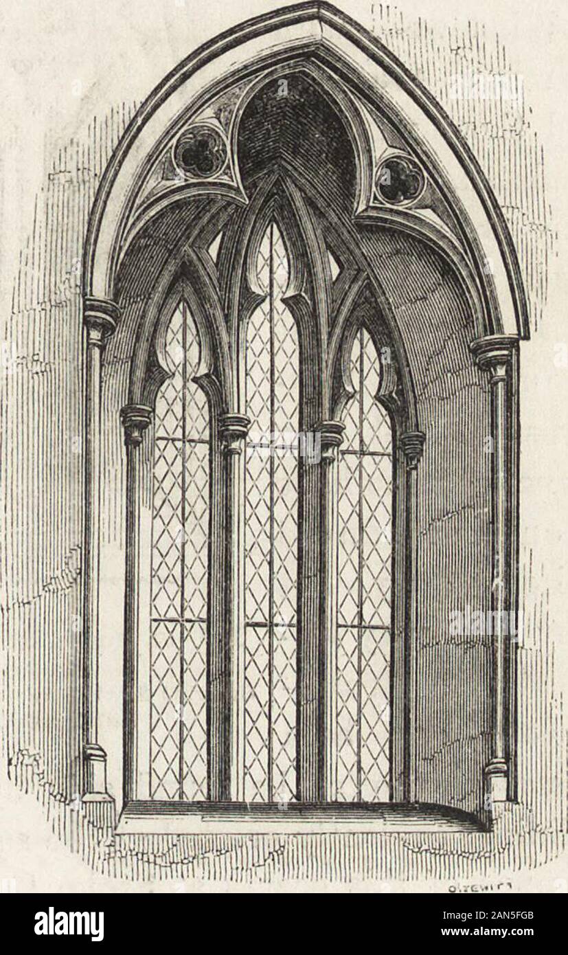 Eine Einführung in das Studium der gotischen Architektur. weitere Werke in England, aber es gibt keine Beweise für thisbeing der Fall; während andere Namen, wie Alexander von Abingdon, theimagineur oder Bildhauer, William der Ire, Richard und Rogerof Crundale, in Kent, hinreichend beweisen, die Beschäftigung von Einheimischen. Weitere Beispiele dieser Art kann die Halle ofActon Burnel Schloss, Shropshire, gebaut von Bischof Burnell, zwischen 1274 und 1292 erwähnt werden; St. Ethelberts gate-Haus, und ein Teil der cathe - dral an der Norwich, gebaut nach den Ausschreitungen in 1275, und erneut eine fehlbesetzung von Bischof Mitte crated - dleton in 1278. Export-module Stockfoto