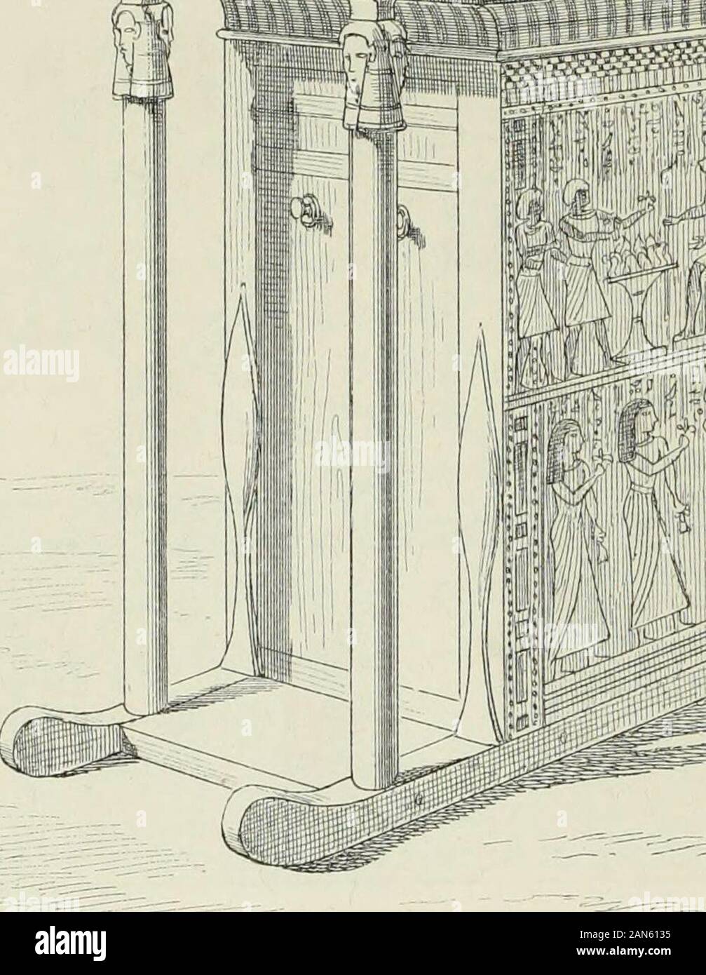 Histoire de l'Art dans l'Antiquité: Égypte, Assyrie, Perse, Asie Mineure, Grece, Etrurie, Rom. Zerstörung. Dans les quelque templesde Bedeutung, Pédicule creusé était dans un Grand bloc dogranit ou de basalte. Une de ces Chapelles monolithes, wichtige le Auto-Touche de Nectanébo 1er, est Encore en place dans le Temple-ptolé maïque dEdfou 1; tous les Vtt en possèdent qui ont été retrouvées I. Dans le lintérieur srens du Temple de Debout, en. Nubie, le Wohnung Était encoiintact, m 1817, daprès Gau [Antiquités de la Nubie, 1821, Pi. V, Abb. A et B). 360 LEGYPTE. parmi les décombres des édi Stockfoto