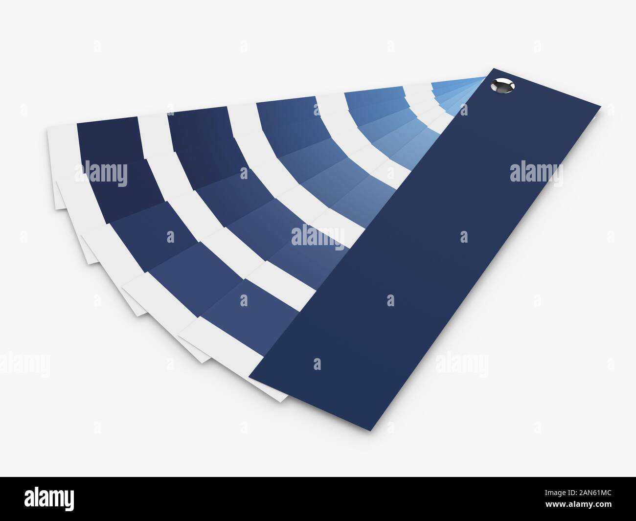 3D-Render von Classic blau Farbpalette Guide auf weißem Hintergrund Stockfoto