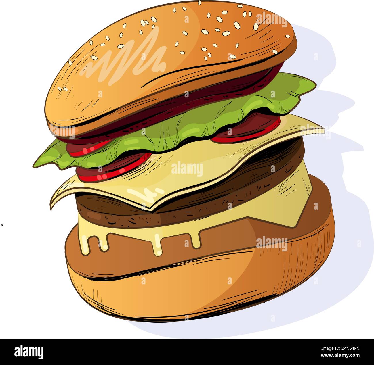 Burger Vector Illustration. Fast food Symbol. Stock Vektor