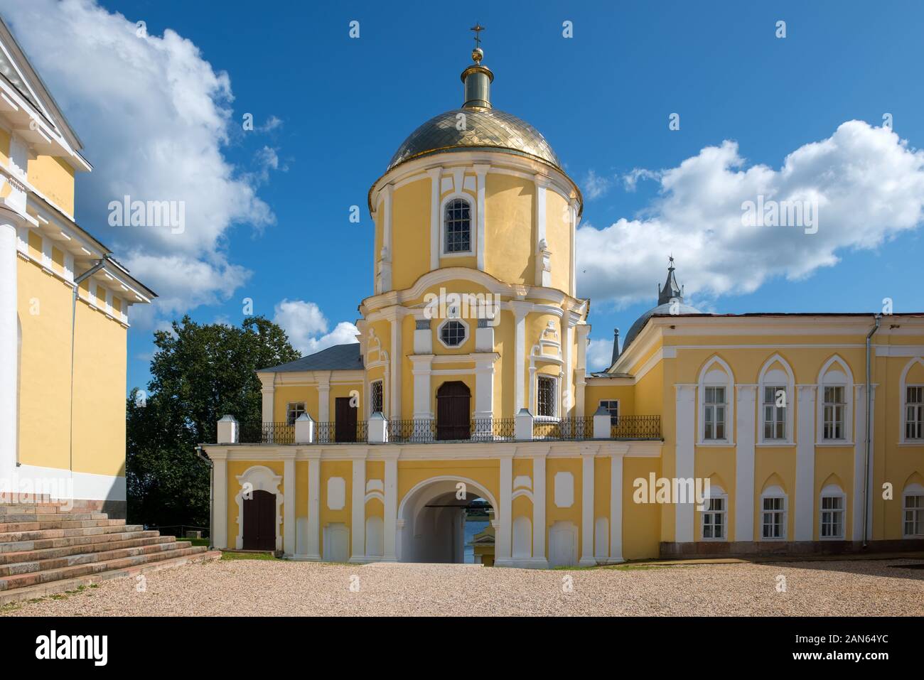 Kirche des Nils Stolobensky. Nilo-Stolobenskaya Pustyn. Auf Stolobny Insel im See Seliger gelegen. Tver Gebiet, Russland Stockfoto