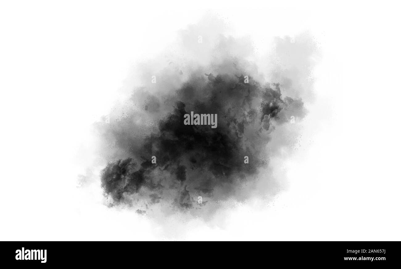 Schönen schwarzen Rauch Bürste Hintergrund. Schwarz Isolierte Bürste Stockfoto