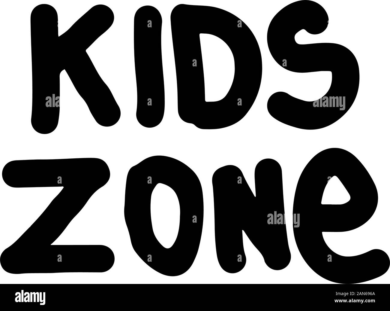 Kids Zone logo Zeichen isoliert auf weißem backgroun. Vektor Emblem für einen Kinderspielplatz. Logo für das Kinderzimmer. Kinder Text in der Pop Art Comic Stil. D Stock Vektor