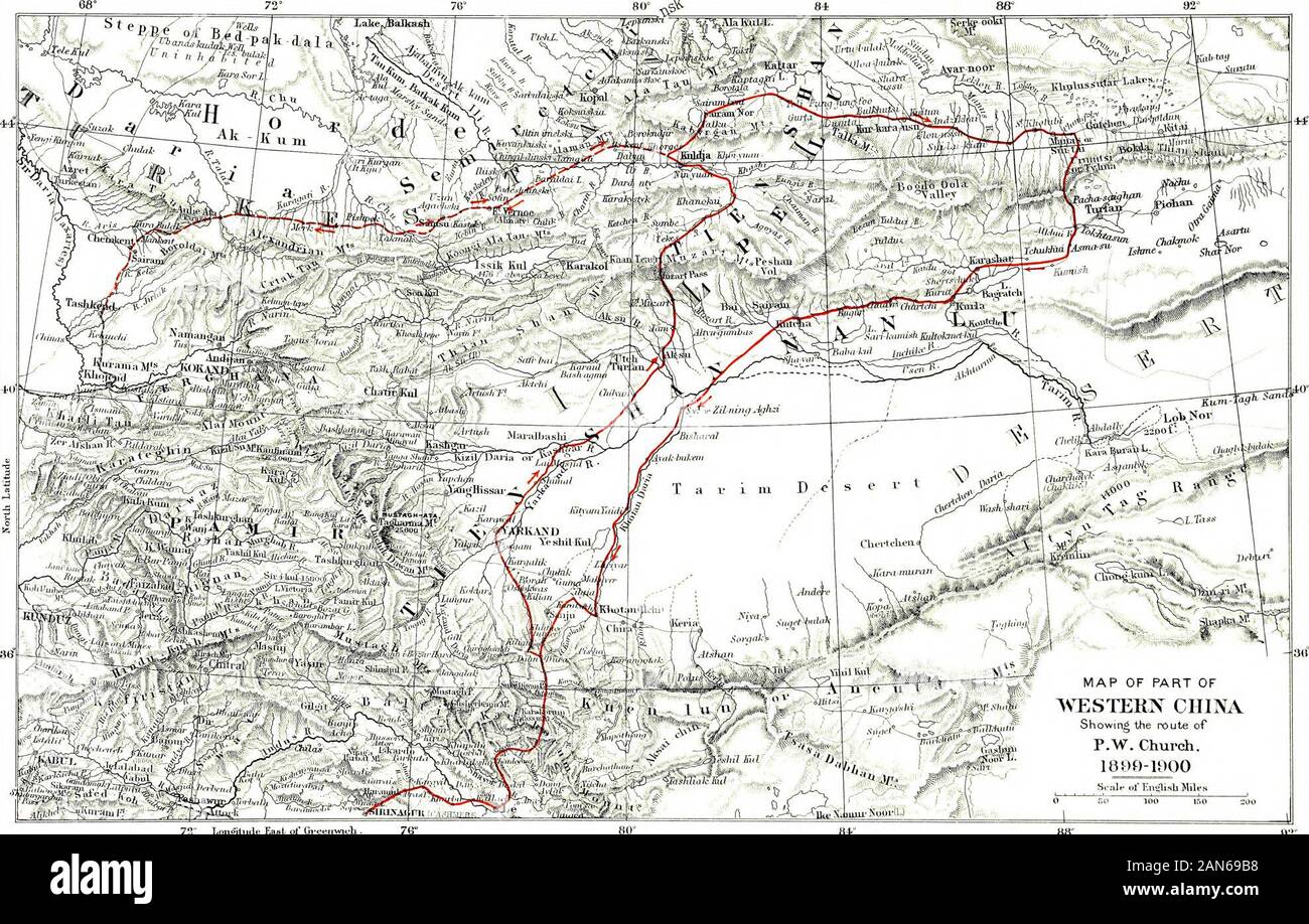 Chinesisch Turkestan mit Wohnwagen und Gewehr. top über Kuldja, wo es aresome Warm Springs. Wahrscheinlich die einfachste Methode, das Tekkes isby Bcitoum und die trans-Kaspischen Eisenbahn toTashkent, von dannen zu fahren - ein 16 daysjourney Kuldja zumindest für eine tarantass - Gesamtzahl fromEngland wird von 40 bis 45 Tagen zu erreichen. Speichert der allsorts können in Taschkent. Die Sprache ist thegreat Schwierigkeit; wenige Engländer, Russen, und noch weniger Turki, die weitere nützliche ofthe Zwei. Ob es sich lohnt so weit zu gehen ist ein matterof individuelle Meinung; aber für jedermann, ist Schmidt o Stockfoto