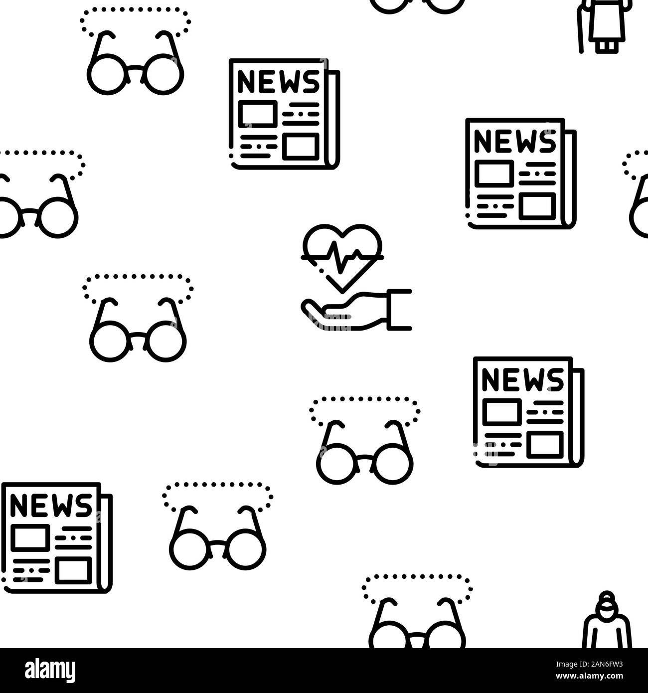 Ältere Menschen Rentner nahtlose Muster Vektor Stock Vektor