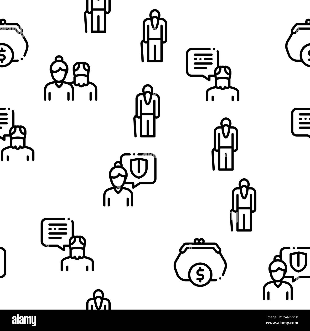 Ältere Menschen Rentner nahtlose Muster Vektor Stock Vektor