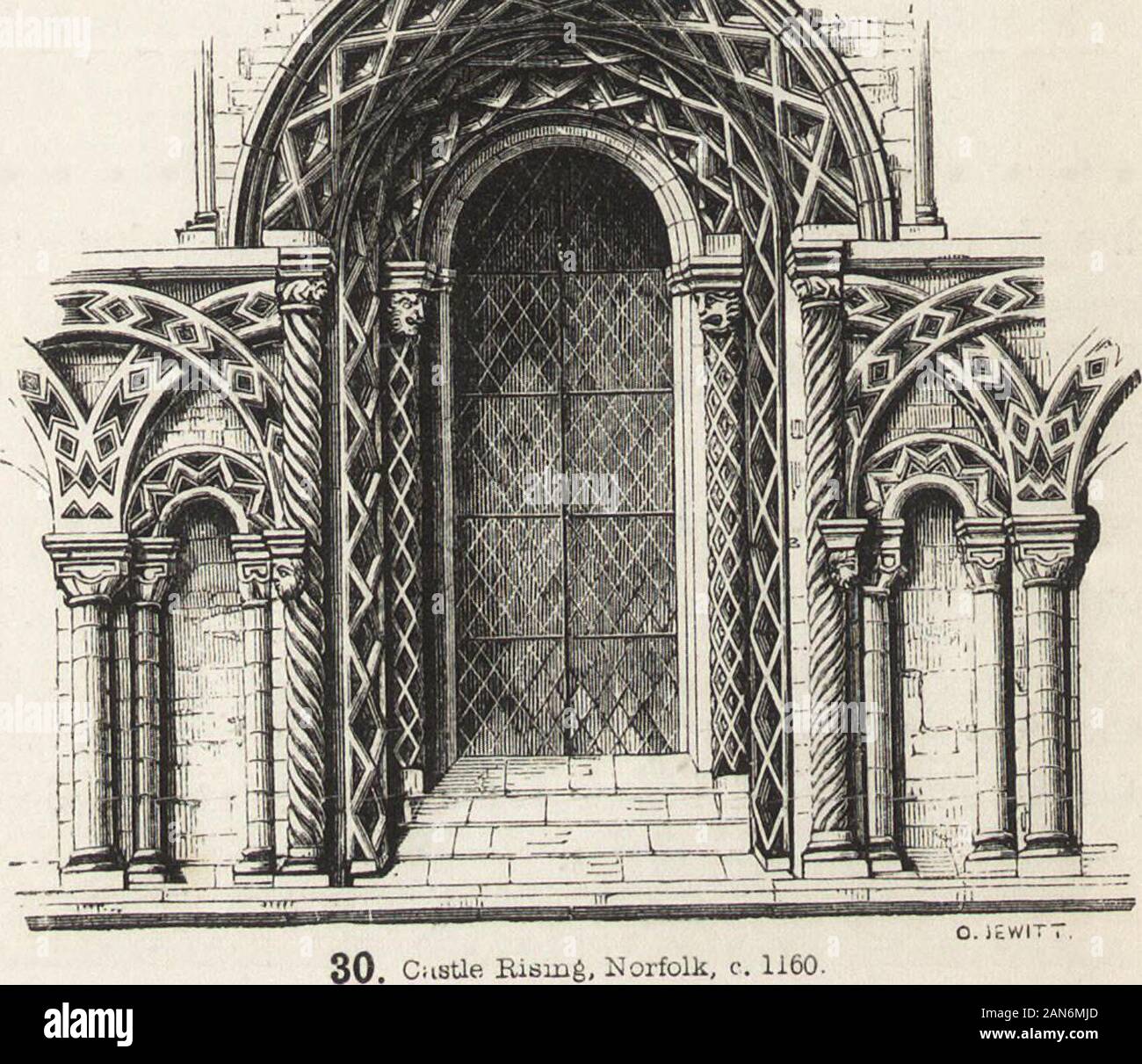 Eine Einführung in das Studium der gotischen Architektur. 29. Abingdon, OxfcrdaDire, C. 1160 Weisen, mit recessedarches, Zick-zack undandere Formteile, asat Abingdon, Oxford - shire (29), und manchmal mit sculp-ture; andere Prüfung - ples haben Wellen inder Türpfosten carryingthe Arch - leisten, und andere sind quiteplain. Bei CastleEising, Norfolk, isa sehr reich spät ex - reichlich, mit inter-secting Arkaden oneach Seite, Orna-. NORMAN WINDOWS. 51 Stockfoto