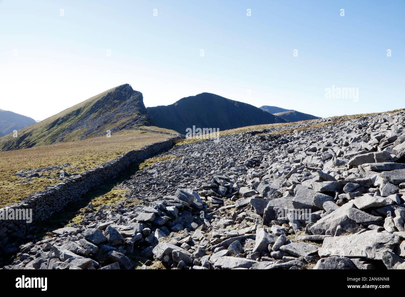 Nantlle Ridge aus Y Garn, Snowdonia, Wales, Großbritannien Stockfoto