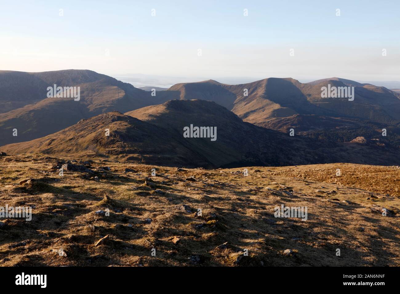 Nantlle Ridge aus Moel Hebog, Snowdonia, Wales, Großbritannien Stockfoto